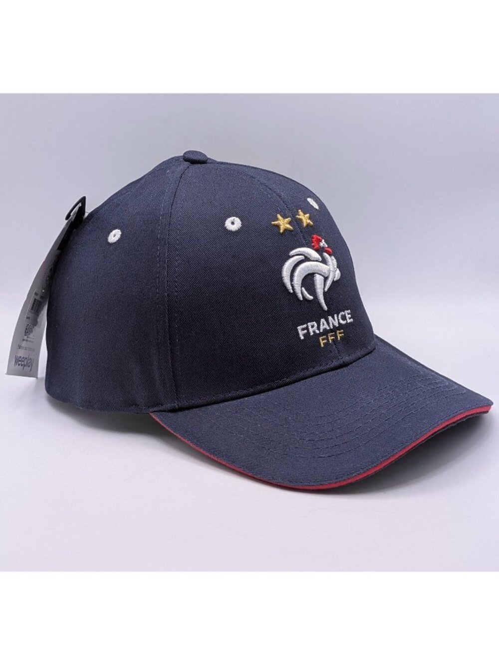 NEW France FFF 2 Star Soccer Hat Official Licensed Weeplay Blue Adjustable Strap